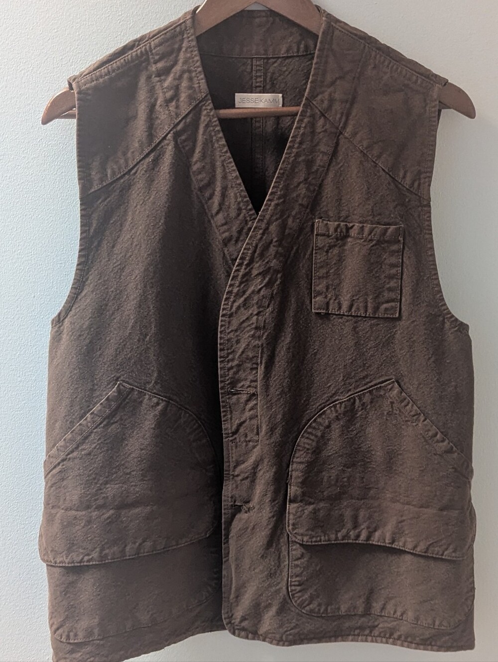 Jesse Kamm Dark Chocolate Brown Director's Vest, Size XS/S, NWT